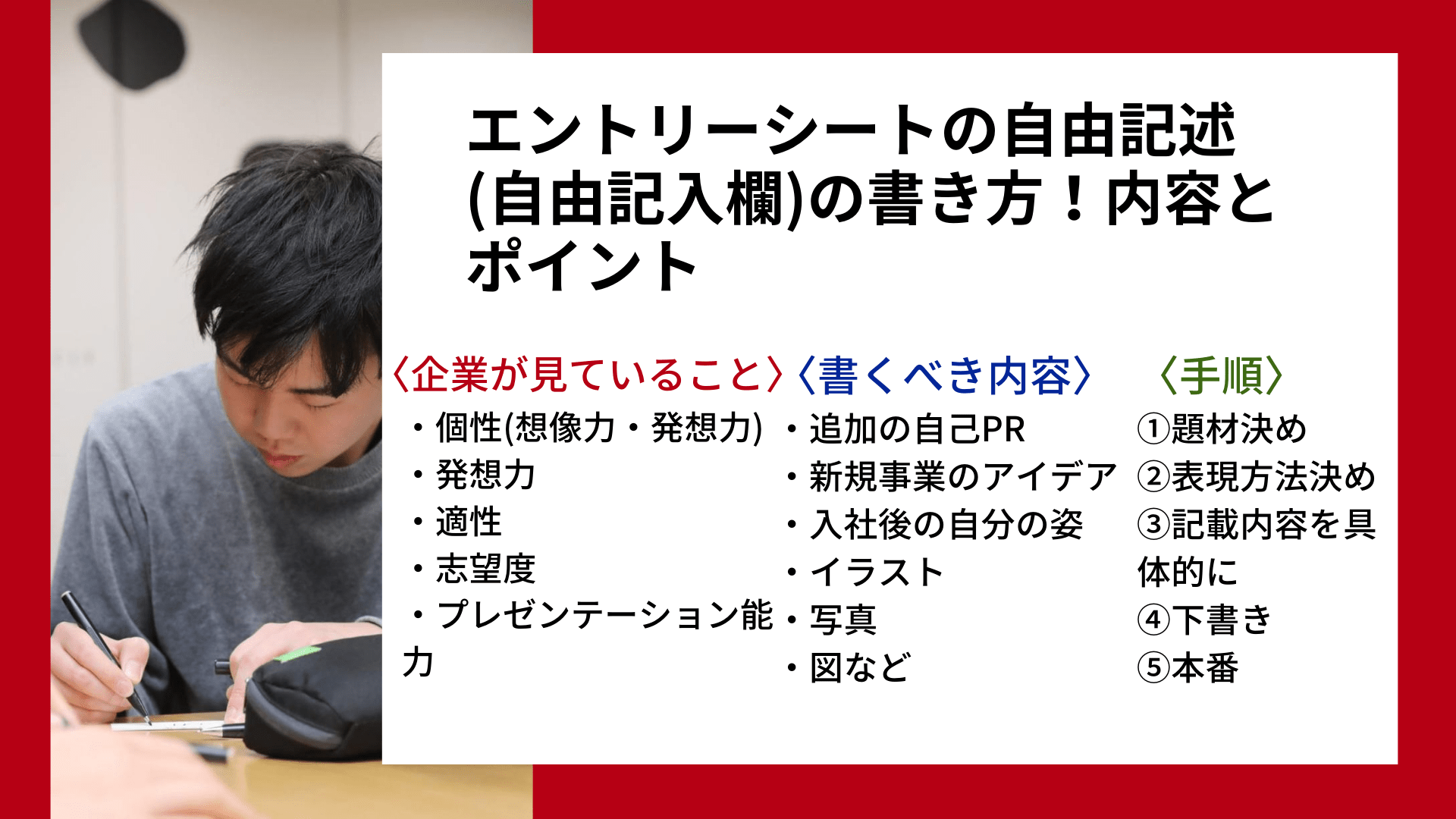 【履歴書・エントリーシート】自由記述欄の書き方のポイントを解説